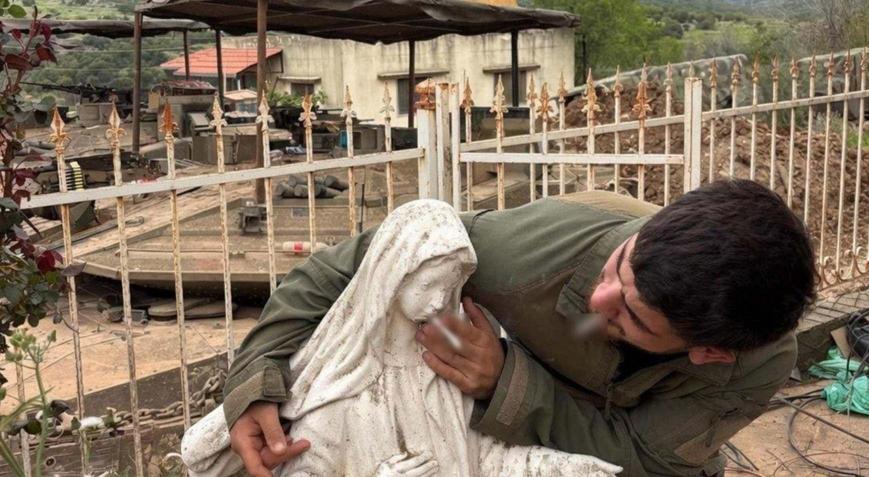 İsrailli askerler bu kez de Meryem Ana heykelini tahrip etti Ordu değerlerinden saptı