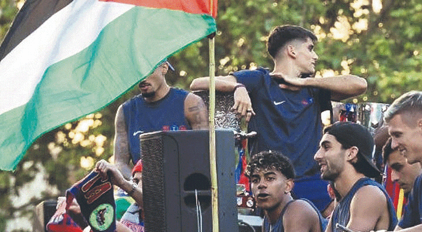 Barcelonada Hansi Flicke Lamine Yamal ve Filistin bayrağı tepkisi