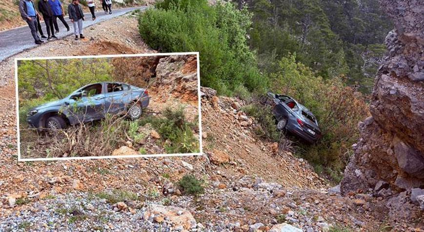 Antalyada otomobil şarampole uçtu 3ü çocuk 5 kişi yaralandı