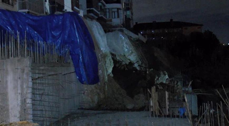Ankarada sağanak nedeniyle istinat duvarı çöktü