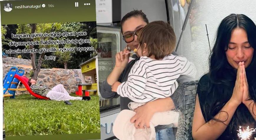 Neslihan Atagülden bayram paylaşım Kalabalıktan kaçıp bakın nereye sığındı