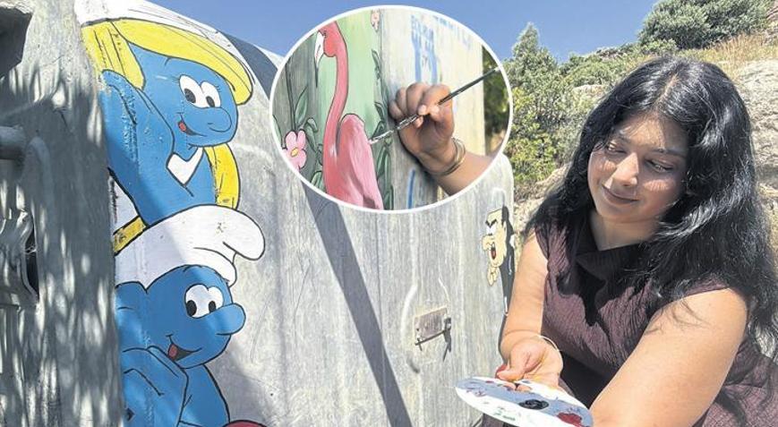 Çöp konteynerleri tuval oldu