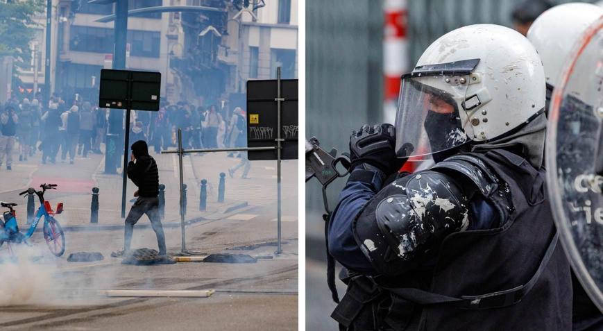 Avrupanın göbeğinde protestocular ile polis arasında çatışma Belçikada sokaklar karıştı
