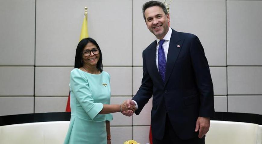 Masada iki kritik konu var Bakan Bayraktar, Venezuela geçici Devlet Başkanı Rodriguez ile görüştü