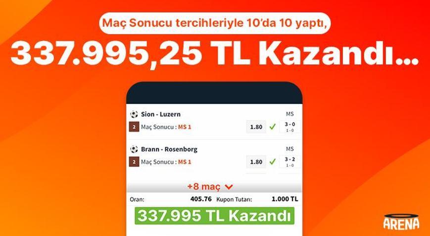 Maç Sonucu tercihleriyle 10’da 10 yaptı, 337.995,25 TL Kazandı…