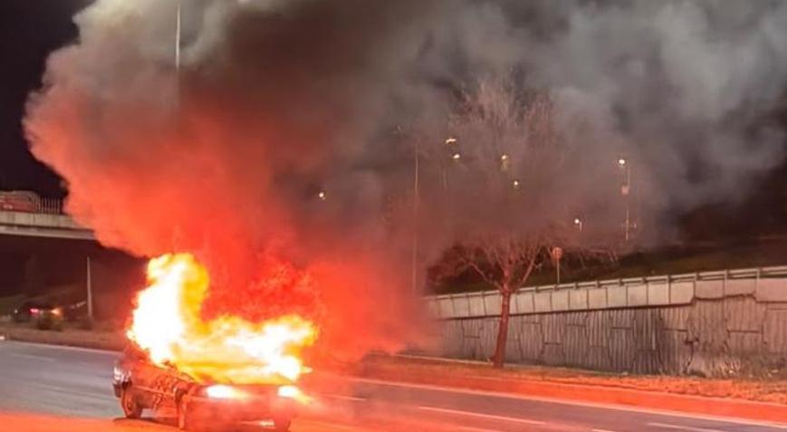 Eskişehir-Ankara karayolunda LPG tankı patlayan otomobil alev topuna döndü