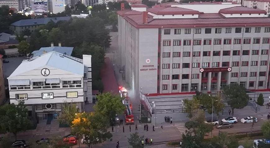 Erzurum Adliyesinin arşiv bölümünde yangın
