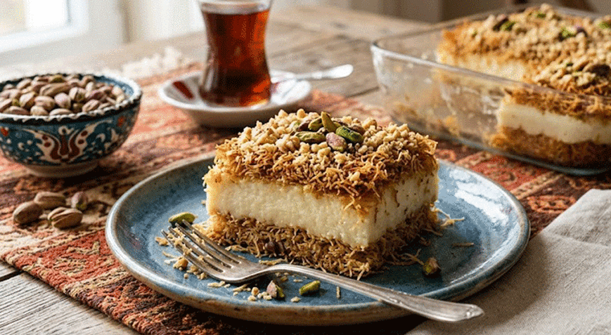 Tam Ölçülü İrmikli Kadayıflı Pasta Tarifi ve Püf Noktaları