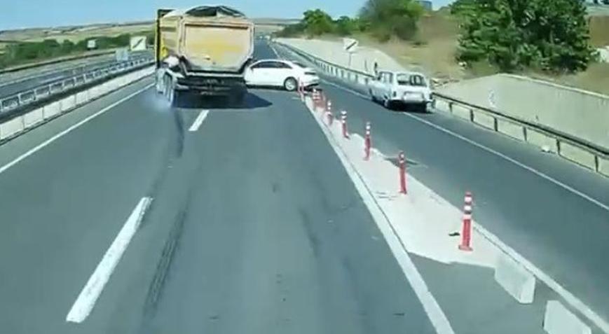 Tekirdağda TIR şoförünün dikkati faciayı önledi