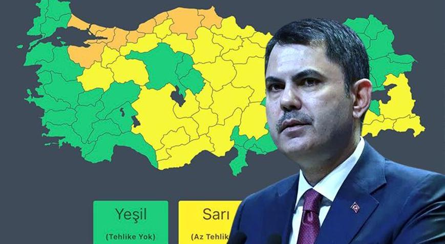 Bakan Kurum Meteoroloji hava durumu haritasını paylaşarak uyardı: 10 il için turuncu, 26 il için ise sarı kod