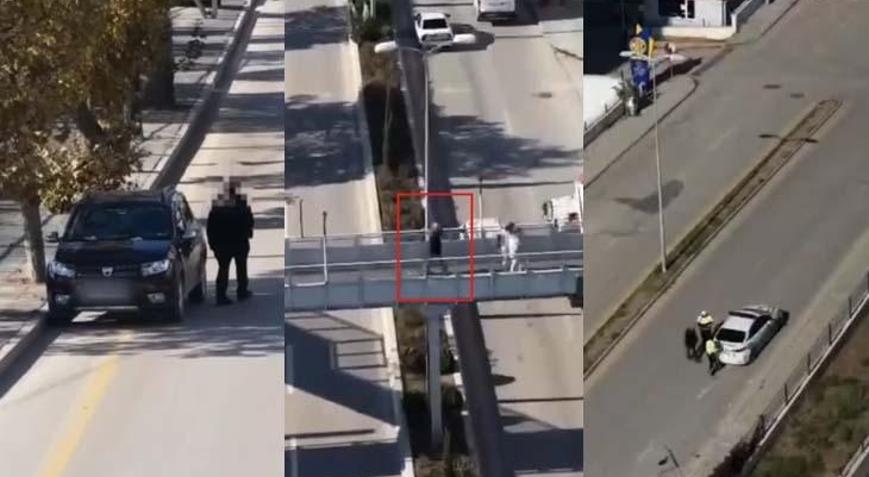 Polisi görünce arabayı yolda bırakıp yürüdü Kurnaz sürücünün planını dron bozdu: Böyle yakalandı