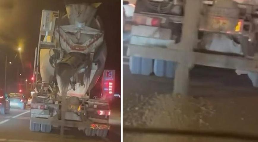Elazığda pes dedirten görüntüler Sürücülerin kornalarına aldırış etmedi: Yola harç döke döke ilerledi