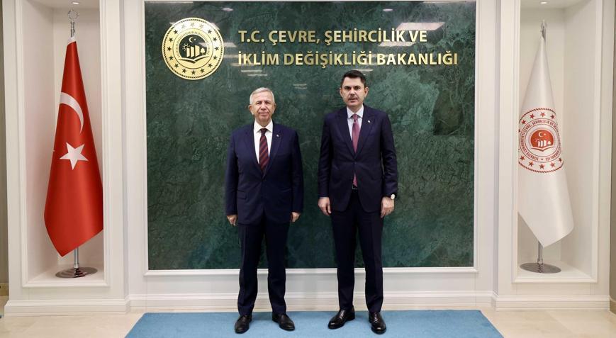 Bakan Kurum, ABB Başkanı Mansur Yavaş’ı kabul etti
