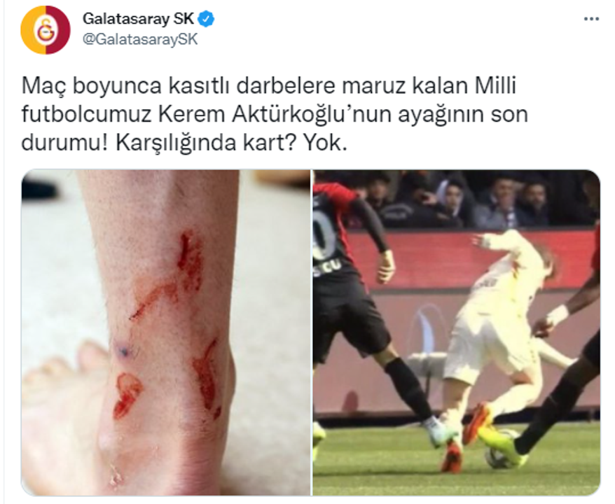Gaziantep-Galatasaray maçında tartışmalı pozisyon Keremden hakeme tepki